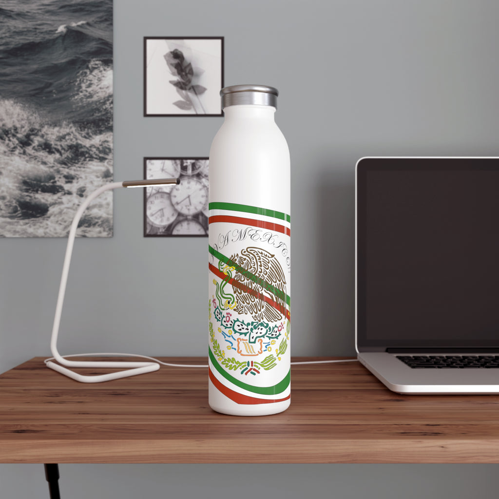 Mexican-Inspired Slim Water Bottle, Eco-Friendly Hydration, Travel Bottle, Sports Drinkware, Summer Accessory, Gift for Fitness Lovers