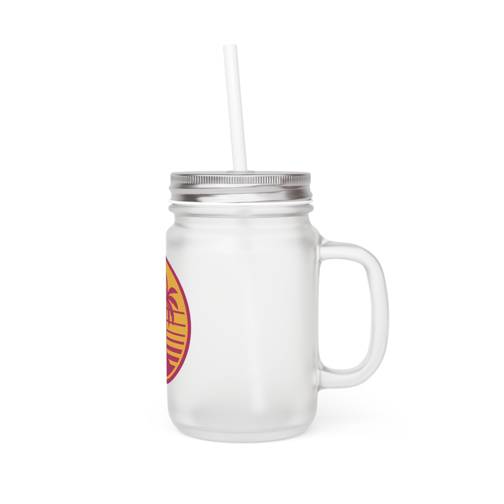 Sunset Palm Mason Jar with Straw - Tropical Drinkware for Summer Celebrations