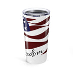 20oz Freedom Tumbler | Patriotic Travel Mug, USA Flag Design, Perfect for Independence Day, Gifts for Veterans, Outdoor Adventures