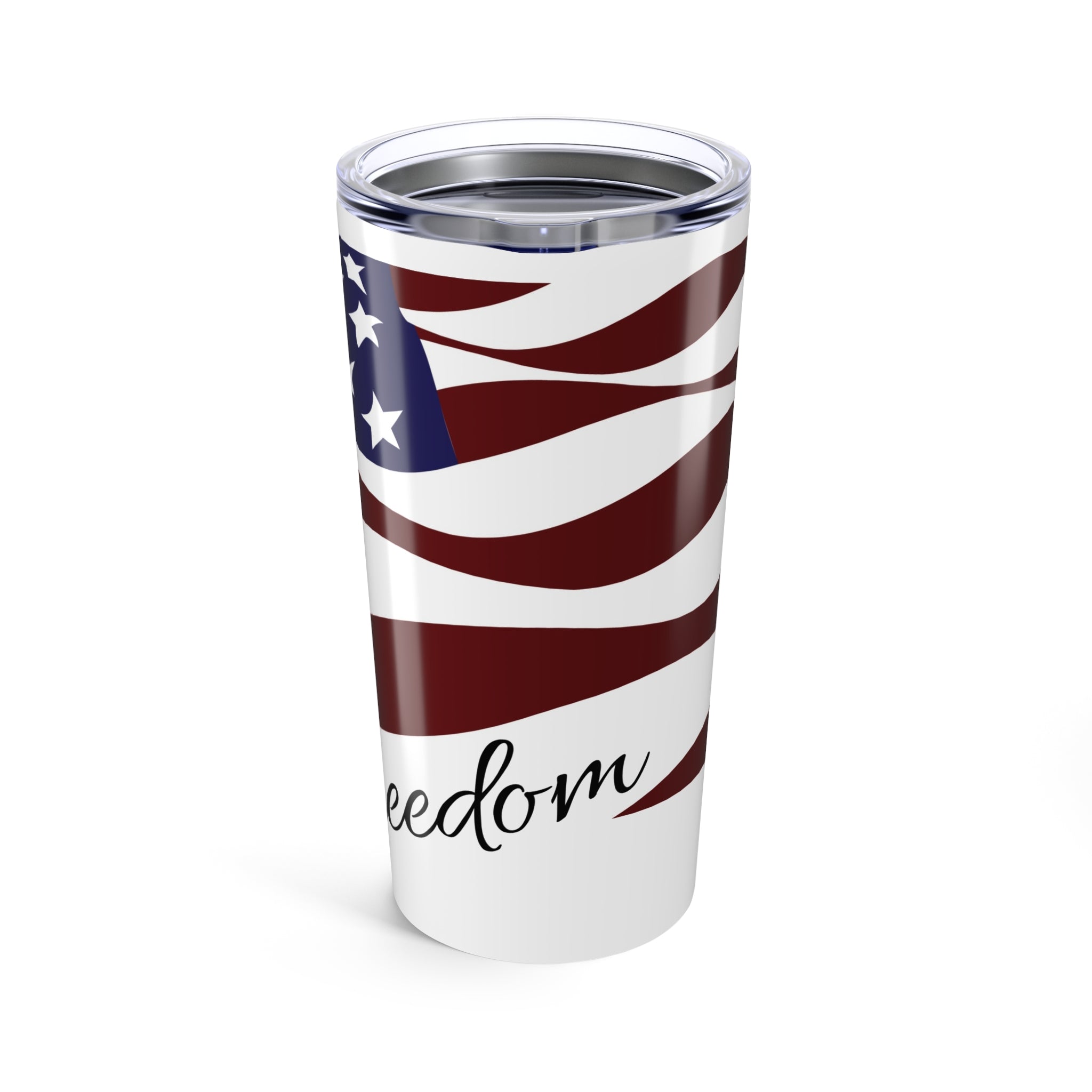 20oz Freedom Tumbler | Patriotic Travel Mug, USA Flag Design, Perfect for Independence Day, Gifts for Veterans, Outdoor Adventures