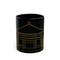 Japanese Temple Black Mug | Gold Outline Design, Perfect Gift for Tea Lovers, Home Decor, Unique Kitchenware, Coffee Cup