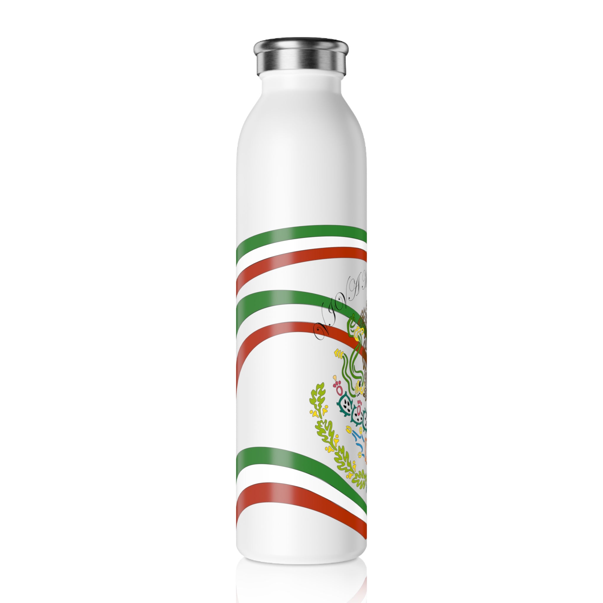 Mexican-Inspired Slim Water Bottle, Eco-Friendly Hydration, Travel Bottle, Sports Drinkware, Summer Accessory, Gift for Fitness Lovers