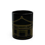 Japanese Temple Black Mug | Gold Outline Design, Perfect Gift for Tea Lovers, Home Decor, Unique Kitchenware, Coffee Cup