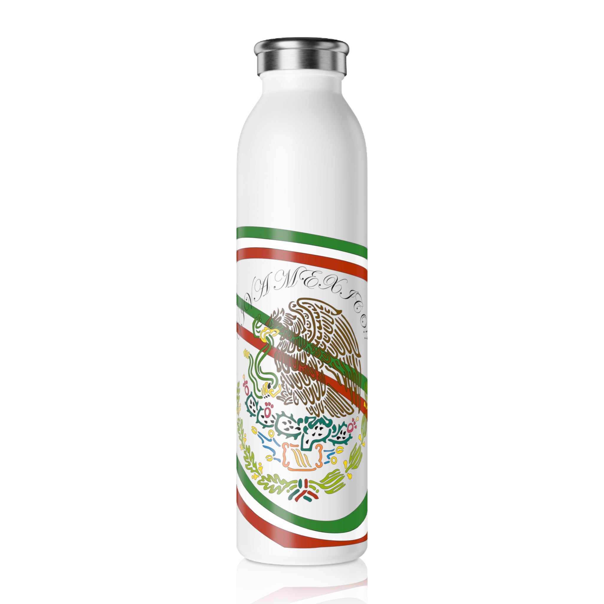 Mexican-Inspired Slim Water Bottle, Eco-Friendly Hydration, Travel Bottle, Sports Drinkware, Summer Accessory, Gift for Fitness Lovers