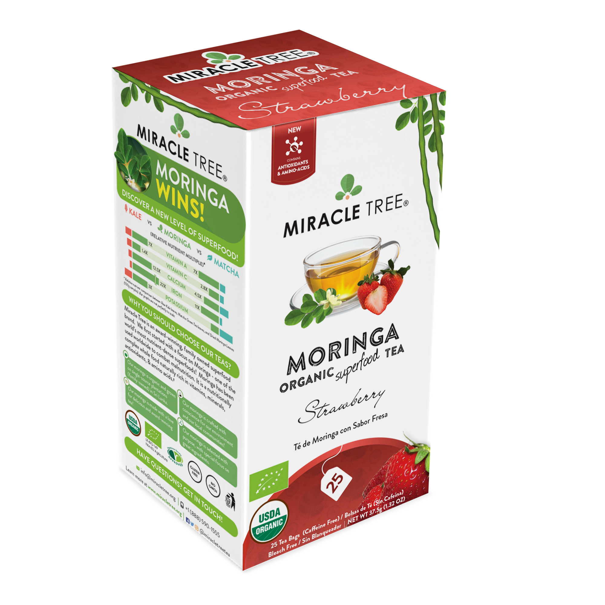 Miracle Tree's Organic Moringa Tea, Strawberry