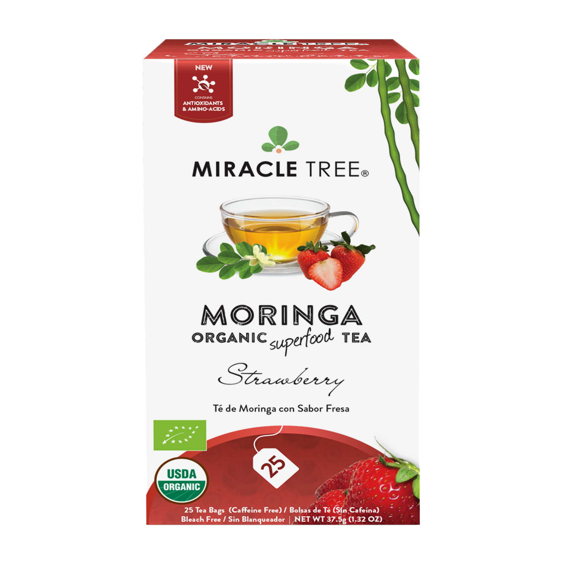 Miracle Tree's Organic Moringa Tea, Strawberry