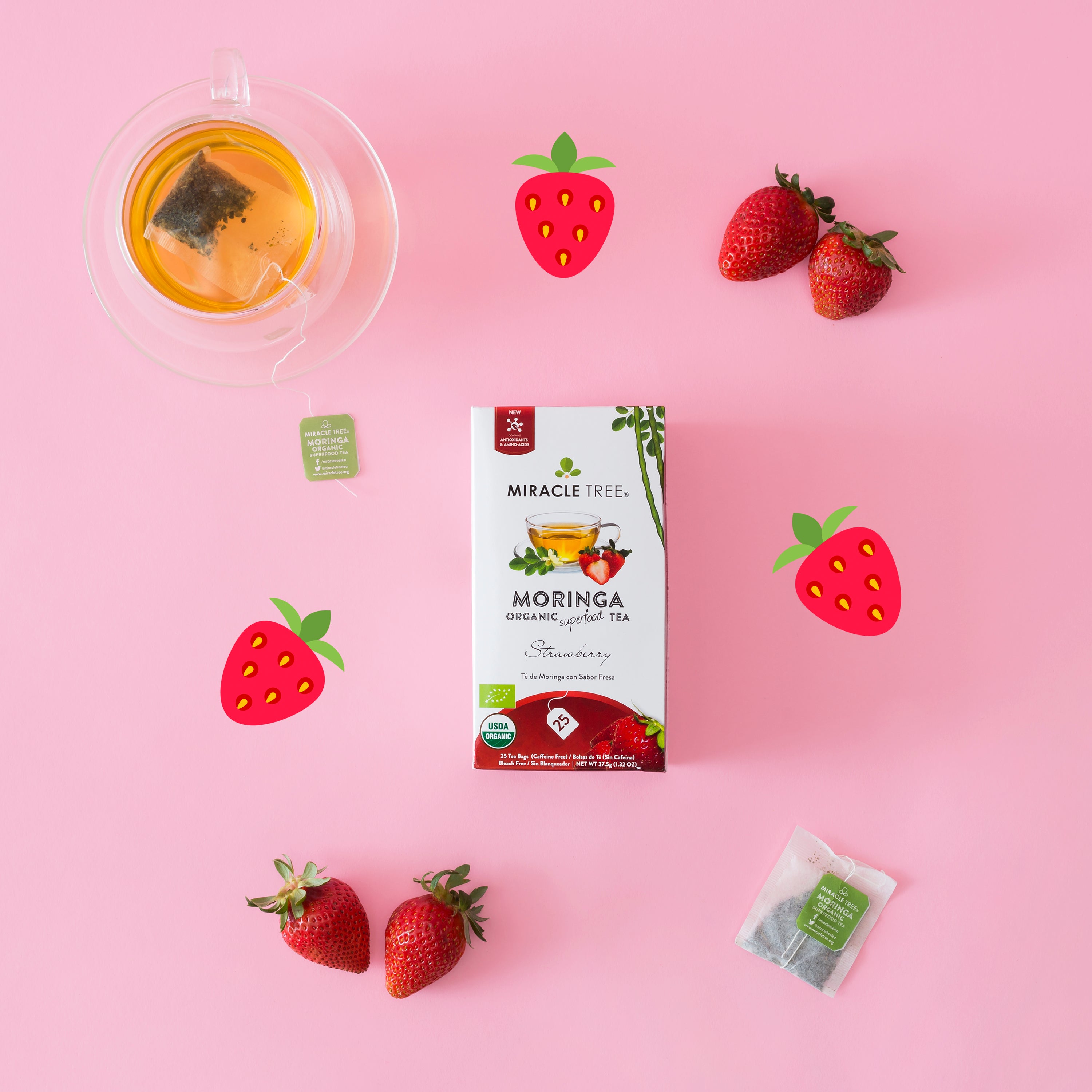 Miracle Tree's Organic Moringa Tea, Strawberry